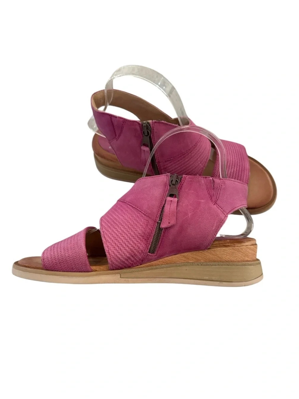 Miz Mooz Cece leather wedge sandals in fuchsia size 38 US 7.5-8